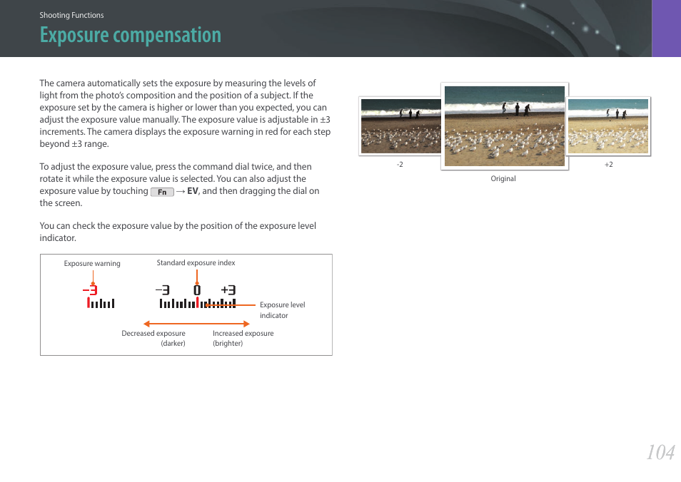 Exposure compensation | Samsung EV-NX2000BABUS User Manual | Page 105 / 203