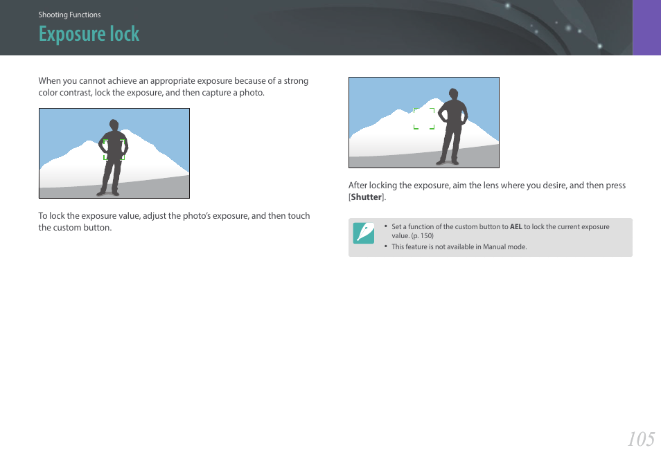 Exposure lock | Samsung EV-NX2000BABUS User Manual | Page 106 / 203