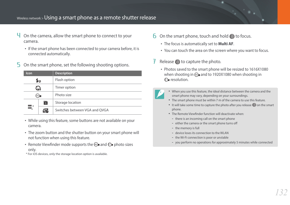 Using a smart phone as a remote shutter release 4 | Samsung EV-NX2000BABUS User Manual | Page 133 / 203