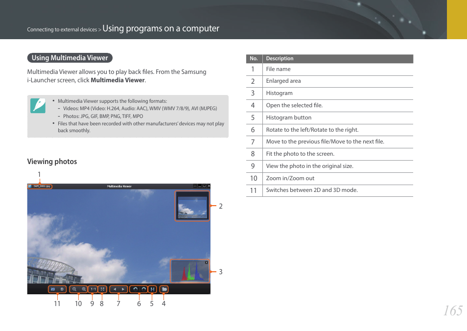 Using multimedia viewer, Using programs on a computer | Samsung EV-NX2000BABUS User Manual | Page 166 / 203