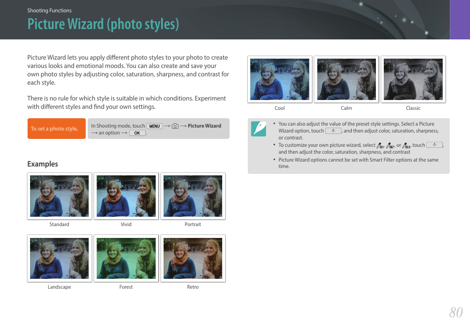 Picture wizard (photo styles) | Samsung EV-NX2000BABUS User Manual | Page 81 / 203