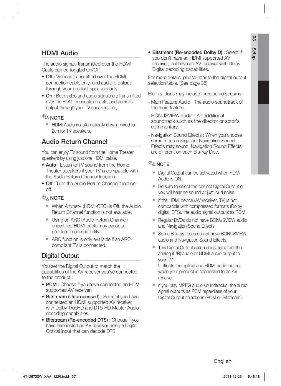 Samsung HT-D6730W-ZA User Manual | Page 37 / 87