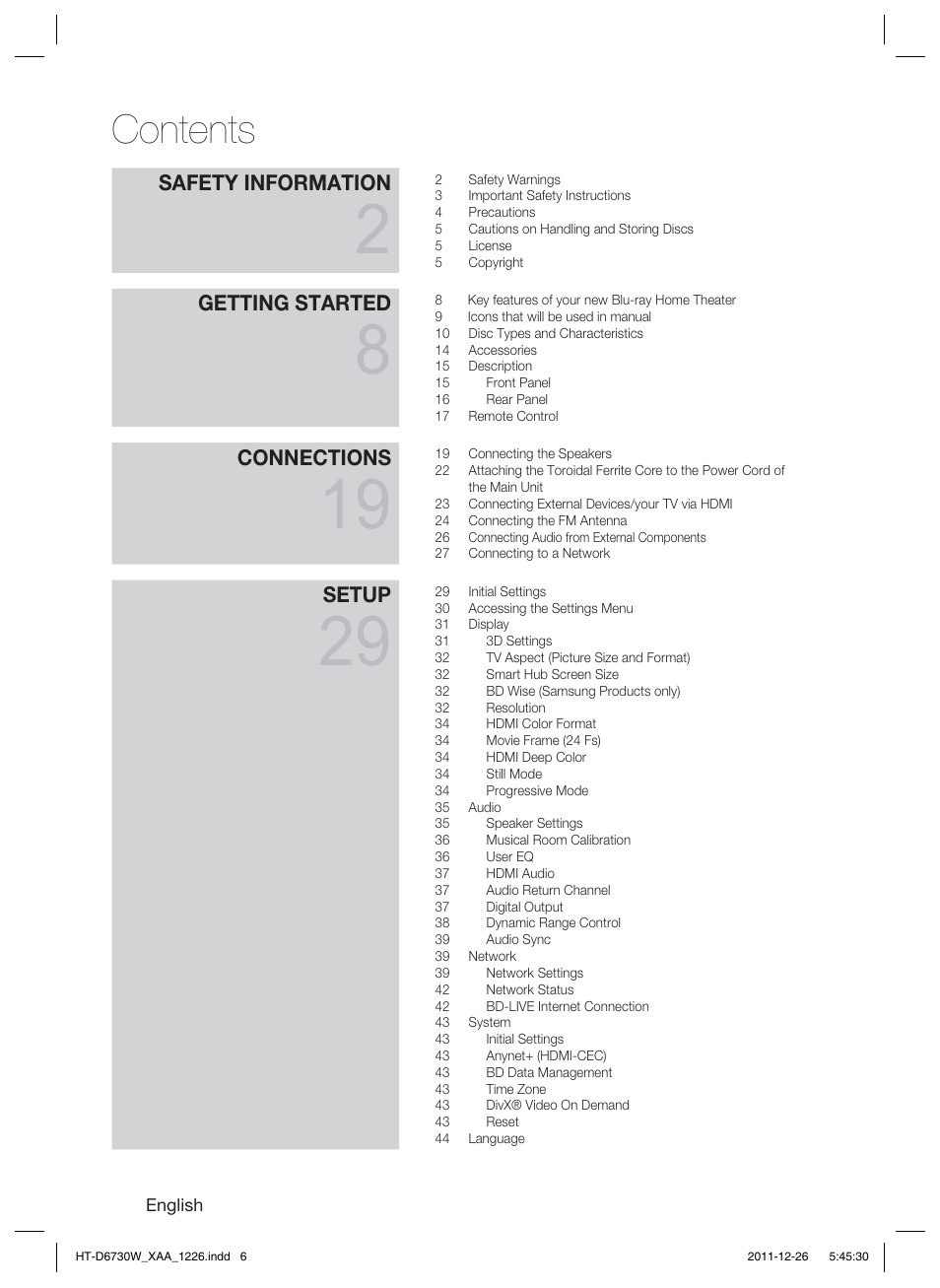 Samsung HT-D6730W-ZA User Manual | Page 6 / 87