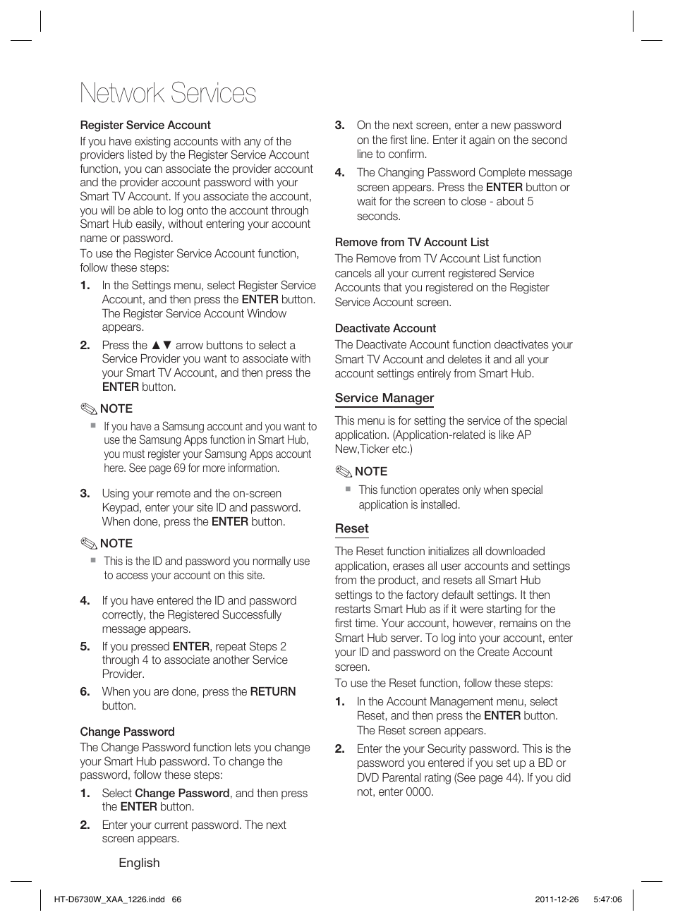 Network services | Samsung HT-D6730W-ZA User Manual | Page 66 / 87