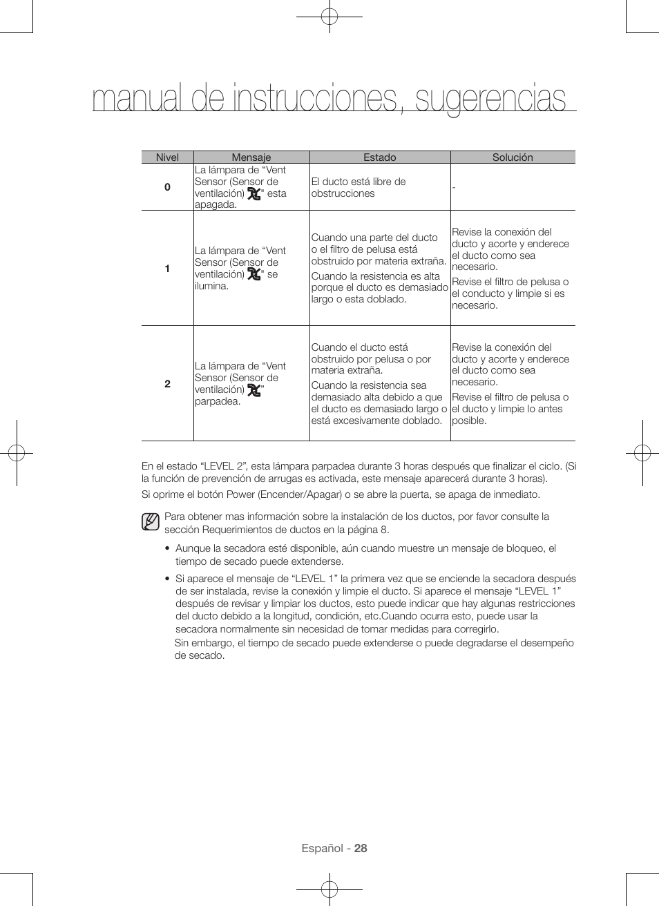 Manual de instrucciones, sugerencias | Samsung DV56H9000EW-A2 User Manual | Page 108 / 120