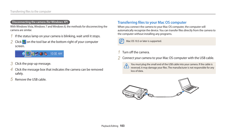 Transferring files to your mac os computer | Samsung EC-WB250FBPBUS User Manual | Page 104 / 166