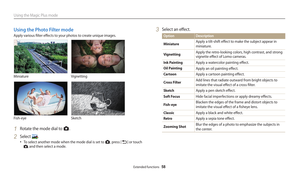 Using the photo filter mode | Samsung EC-WB250FBPBUS User Manual | Page 59 / 166