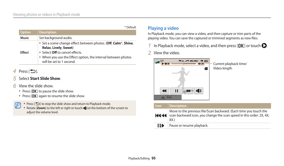 Playing a video | Samsung EC-WB250FBPBUS User Manual | Page 96 / 166