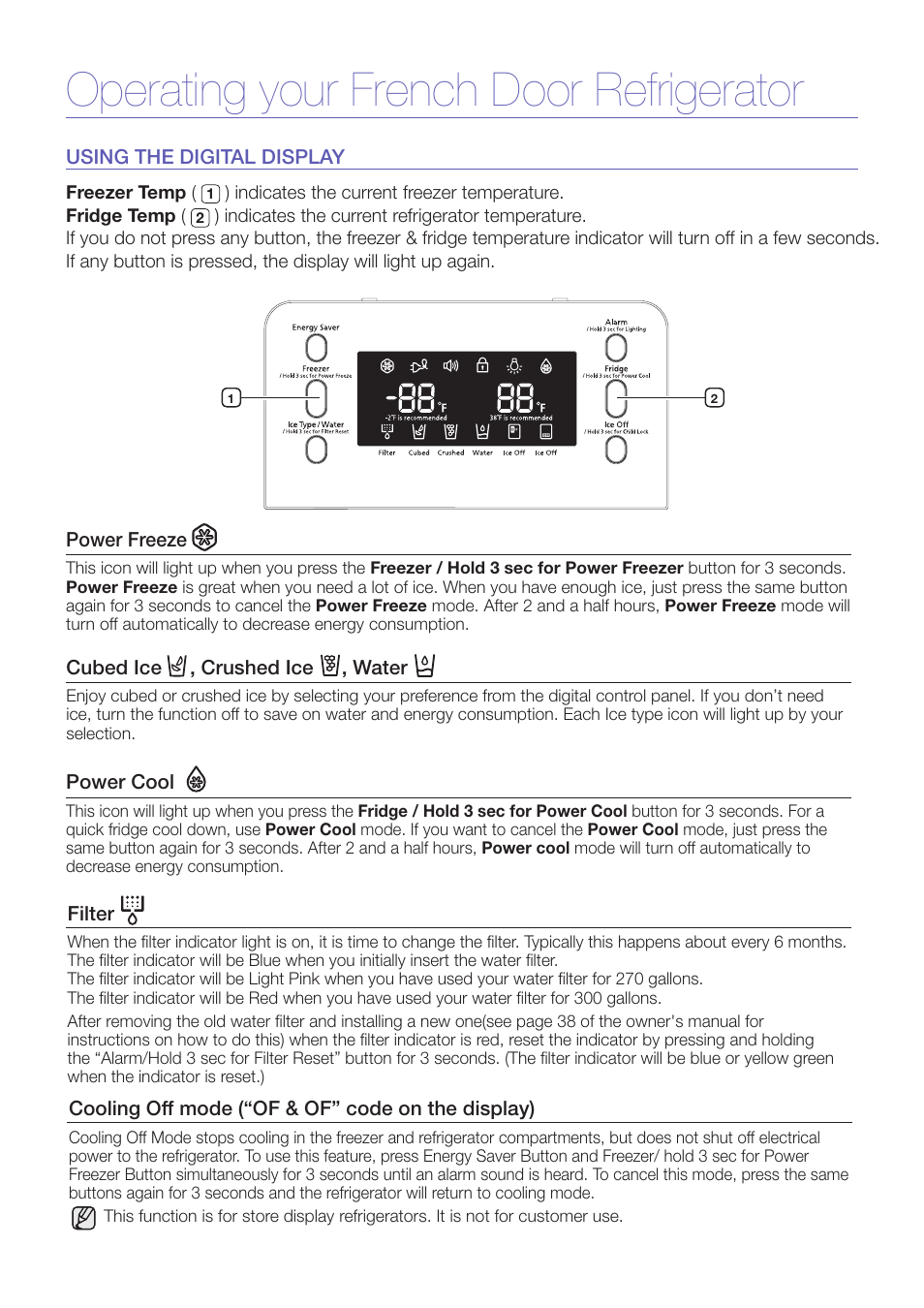 Operating your french door refrigerator | Samsung RF268ABRS-XAA User Manual | Page 4 / 7