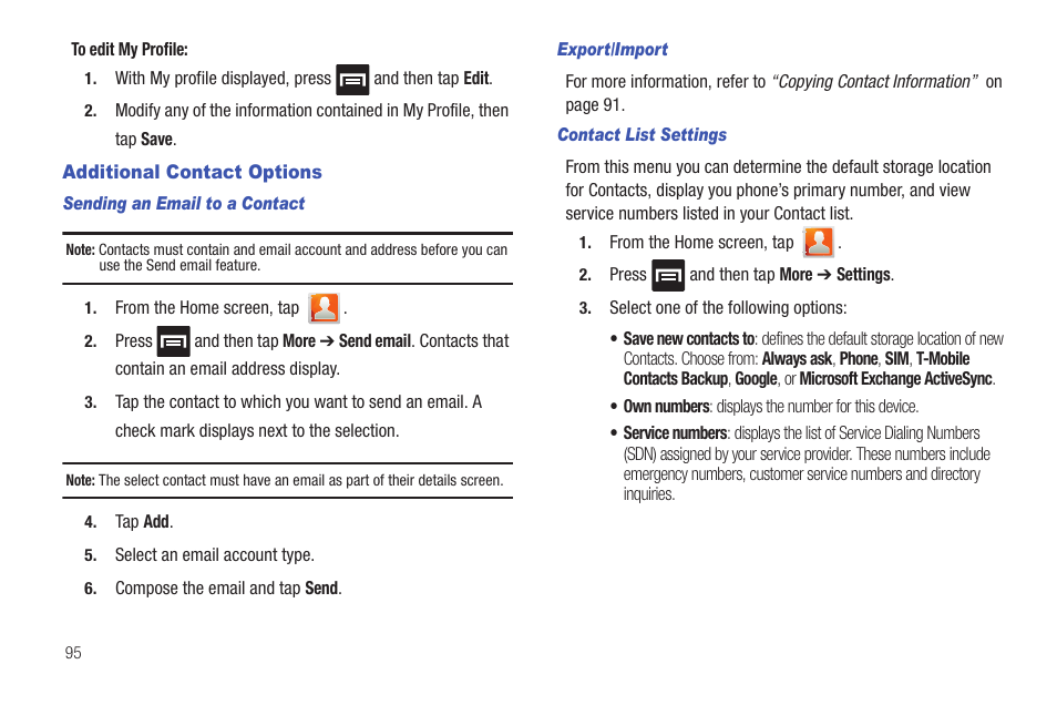 Additional contact options | Samsung SGH-T959HAVTMB User Manual | Page 100 / 256