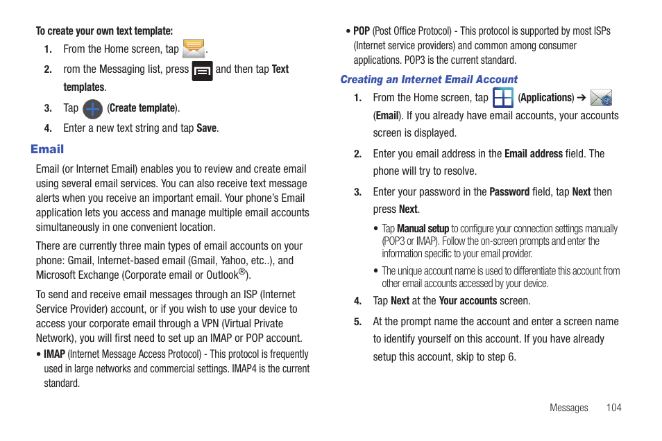 Email | Samsung SGH-T959HAVTMB User Manual | Page 109 / 256