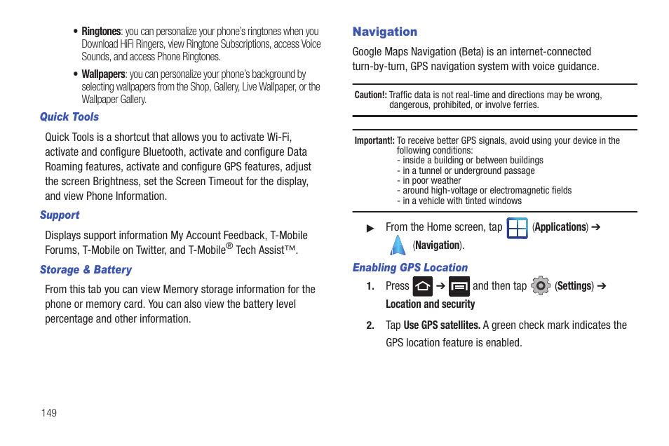 Navigation | Samsung SGH-T959HAVTMB User Manual | Page 154 / 256