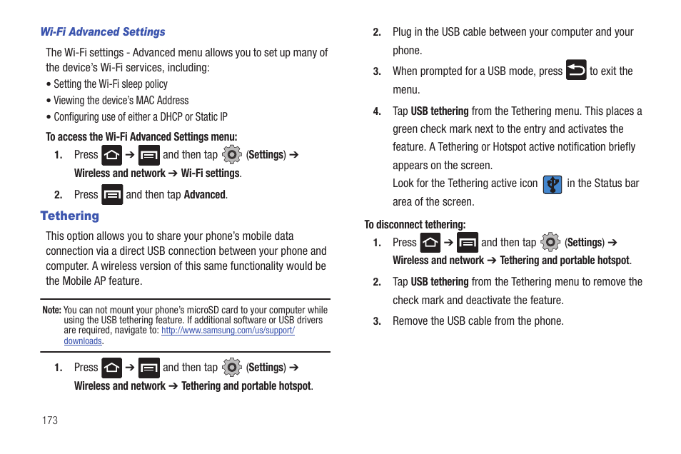 Tethering | Samsung SGH-T959HAVTMB User Manual | Page 178 / 256