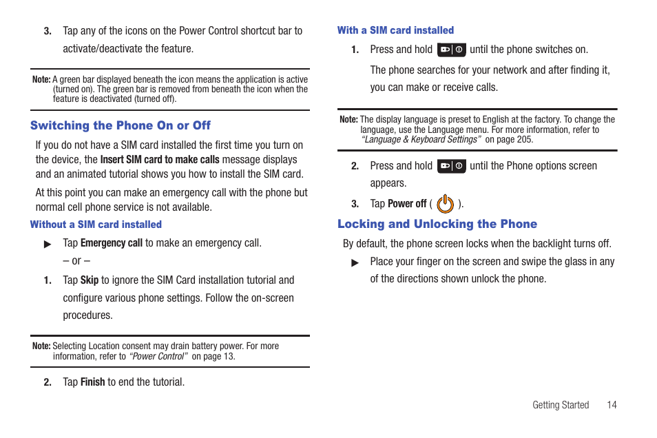 Switching the phone on or off, Locking and unlocking the phone | Samsung SGH-T959HAVTMB User Manual | Page 19 / 256