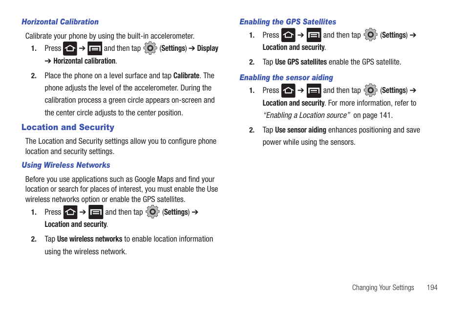 Location and security | Samsung SGH-T959HAVTMB User Manual | Page 199 / 256