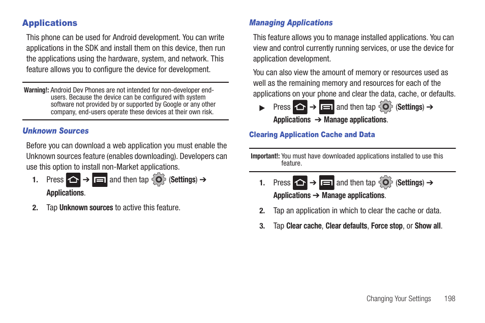 Applications | Samsung SGH-T959HAVTMB User Manual | Page 203 / 256