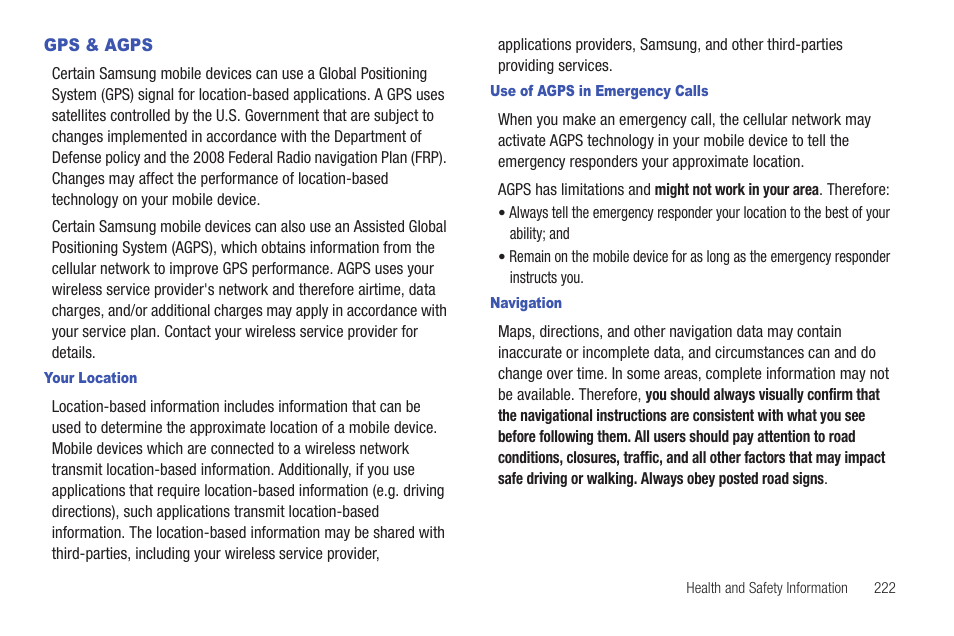 Gps & agps | Samsung SGH-T959HAVTMB User Manual | Page 227 / 256