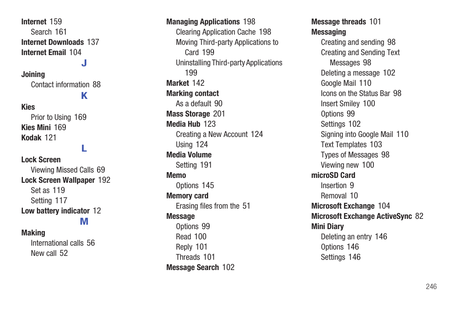 Samsung SGH-T959HAVTMB User Manual | Page 251 / 256