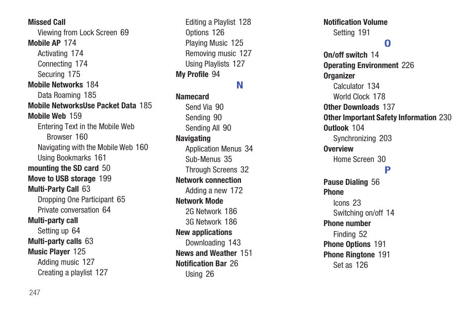 Samsung SGH-T959HAVTMB User Manual | Page 252 / 256