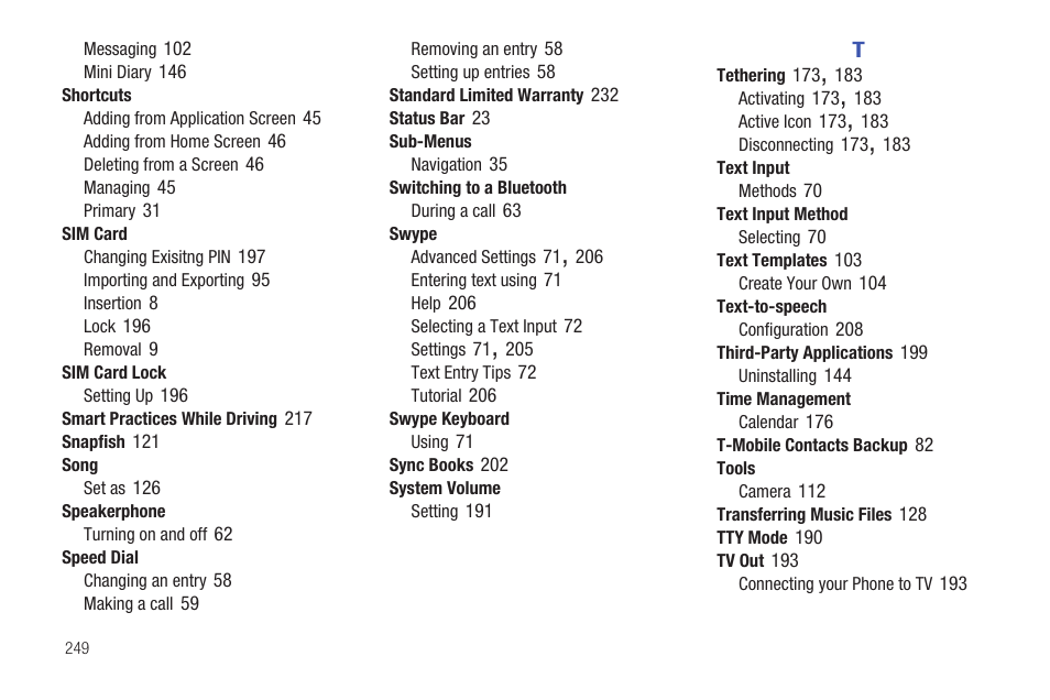 Samsung SGH-T959HAVTMB User Manual | Page 254 / 256