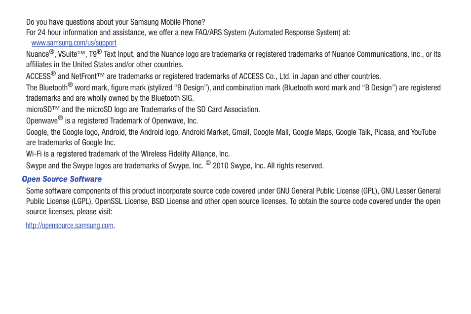 Samsung SGH-T959HAVTMB User Manual | Page 3 / 256
