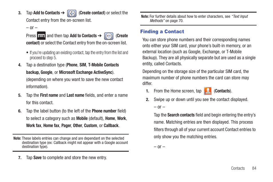 Finding a contact | Samsung SGH-T959HAVTMB User Manual | Page 89 / 256