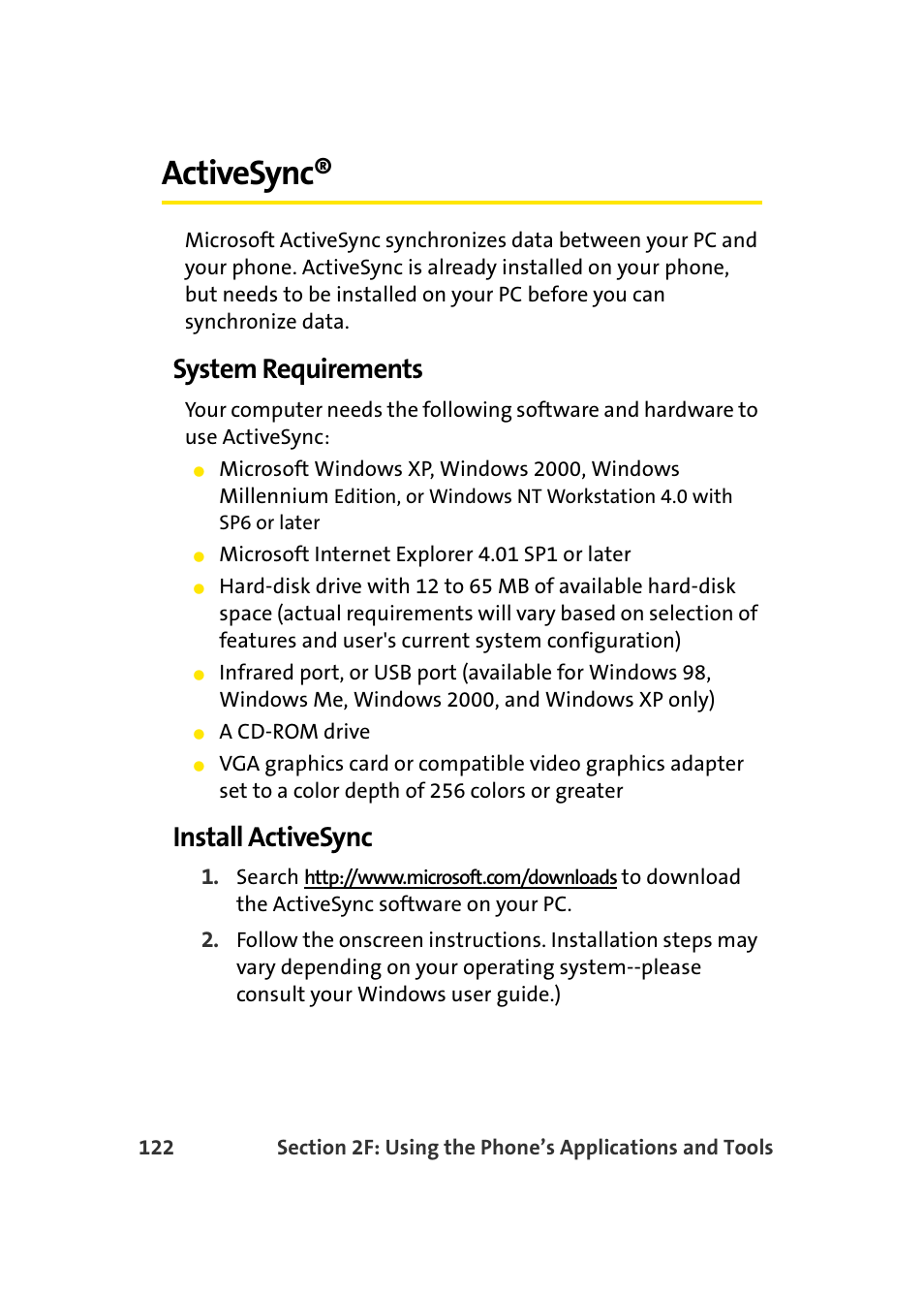 Activesync, System requirements, Install activesync | Samsung SCH-I830MSASPR User Manual | Page 130 / 236