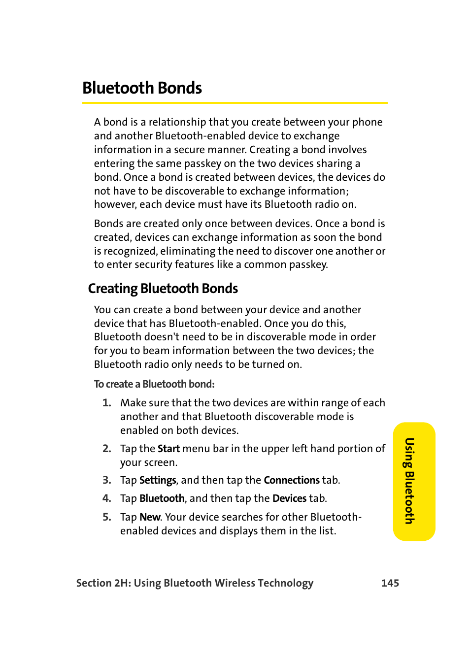 Bluetooth bonds, Creating bluetooth bonds | Samsung SCH-I830MSASPR User Manual | Page 153 / 236