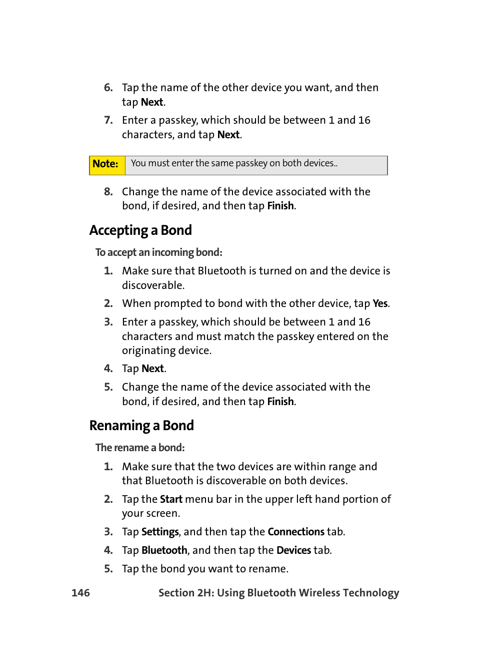 Accepting a bond, Renaming a bond | Samsung SCH-I830MSASPR User Manual | Page 154 / 236