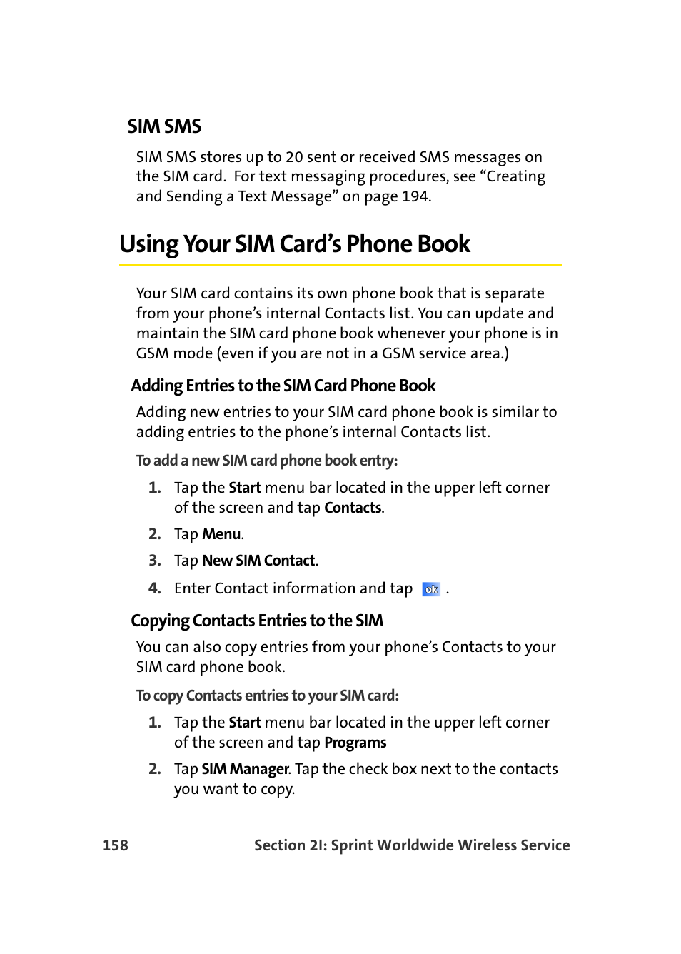 Sim sms, Using your sim card’s phone book | Samsung SCH-I830MSASPR User Manual | Page 166 / 236