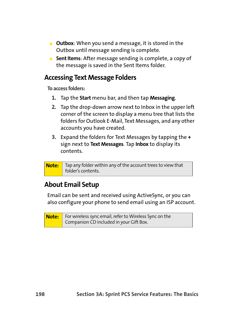 Accessing text message folders, About email setup | Samsung SCH-I830MSASPR User Manual | Page 206 / 236