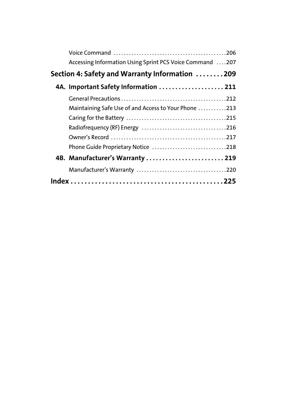 Section 4: safety and warranty information 209, 4a. important safety information 211, 4b. manufacturer’s warranty 219 | Index | Samsung SCH-I830MSASPR User Manual | Page 6 / 236