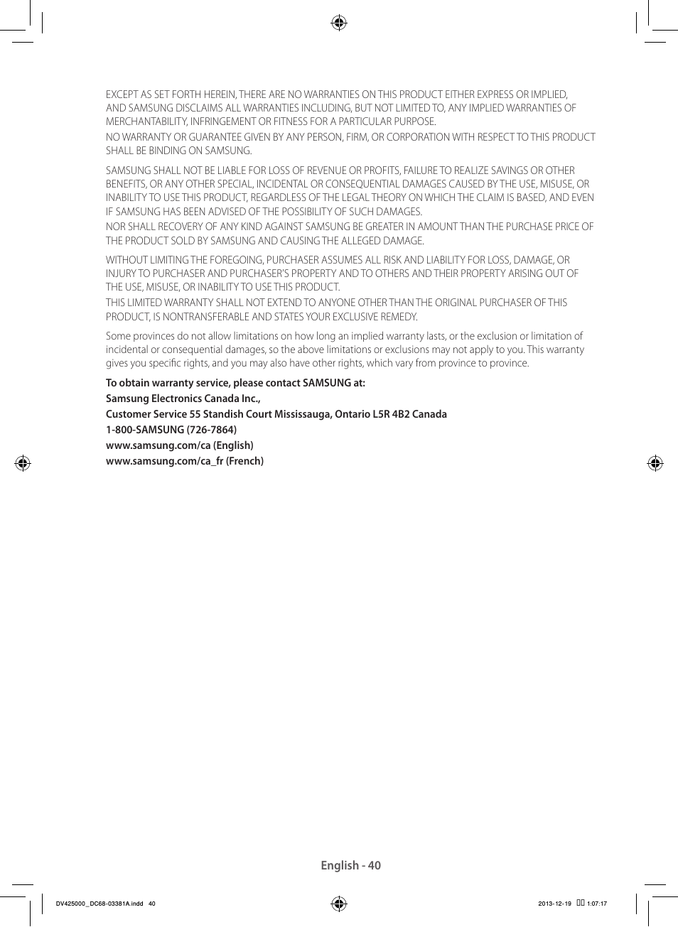 Samsung DV42H5200GF-A3 User Manual | Page 40 / 132