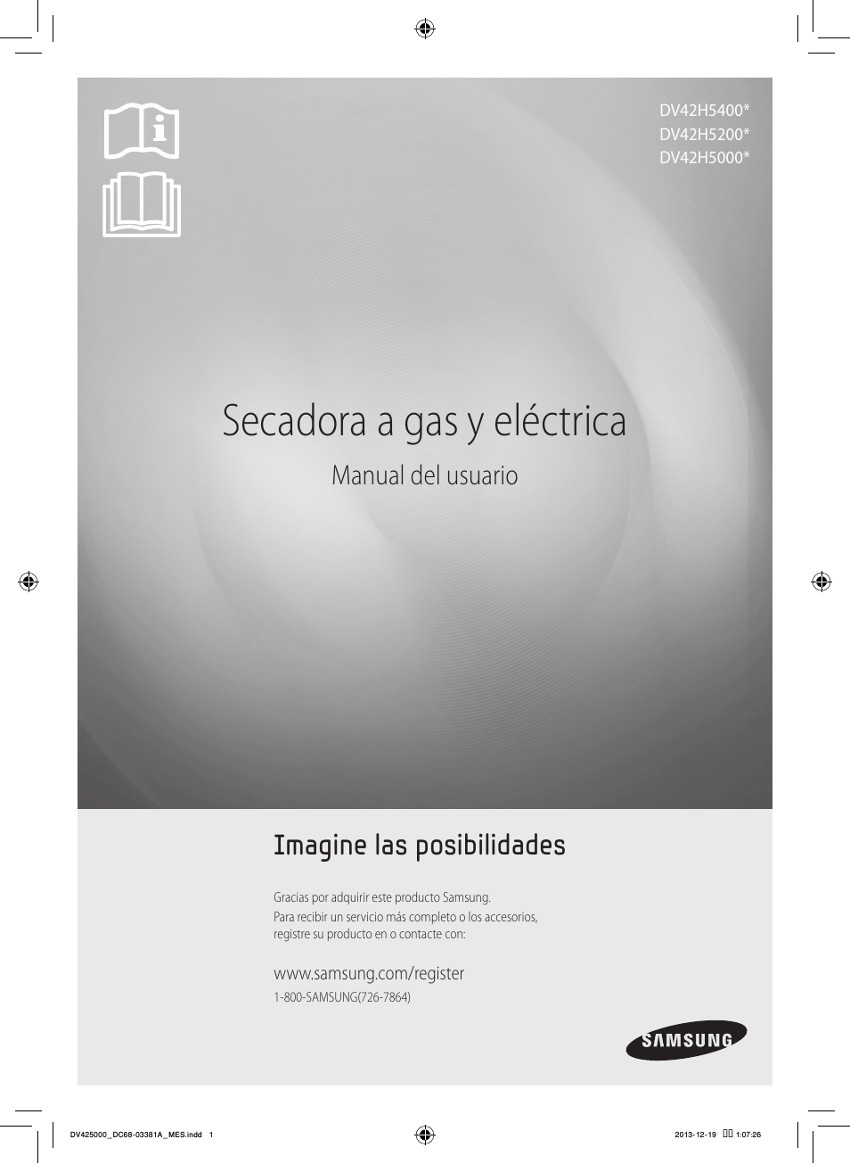Secadora a gas y eléctrica, Manual del usuario imagine las posibilidades | Samsung DV42H5200GF-A3 User Manual | Page 89 / 132