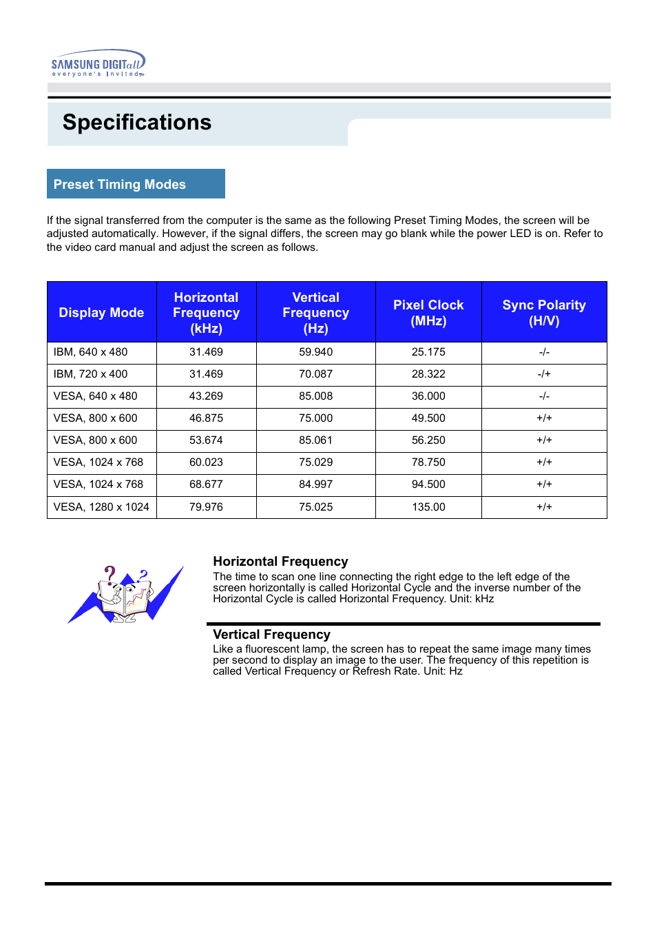 Specifications | Samsung AQ19LS9L User Manual | Page 56 / 75