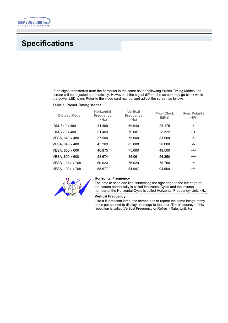 Specifications | Samsung AQ19LS9L User Manual | Page 61 / 75