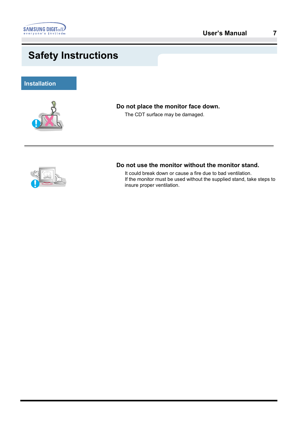 Safety instructions | Samsung AQ19LS9L User Manual | Page 7 / 75