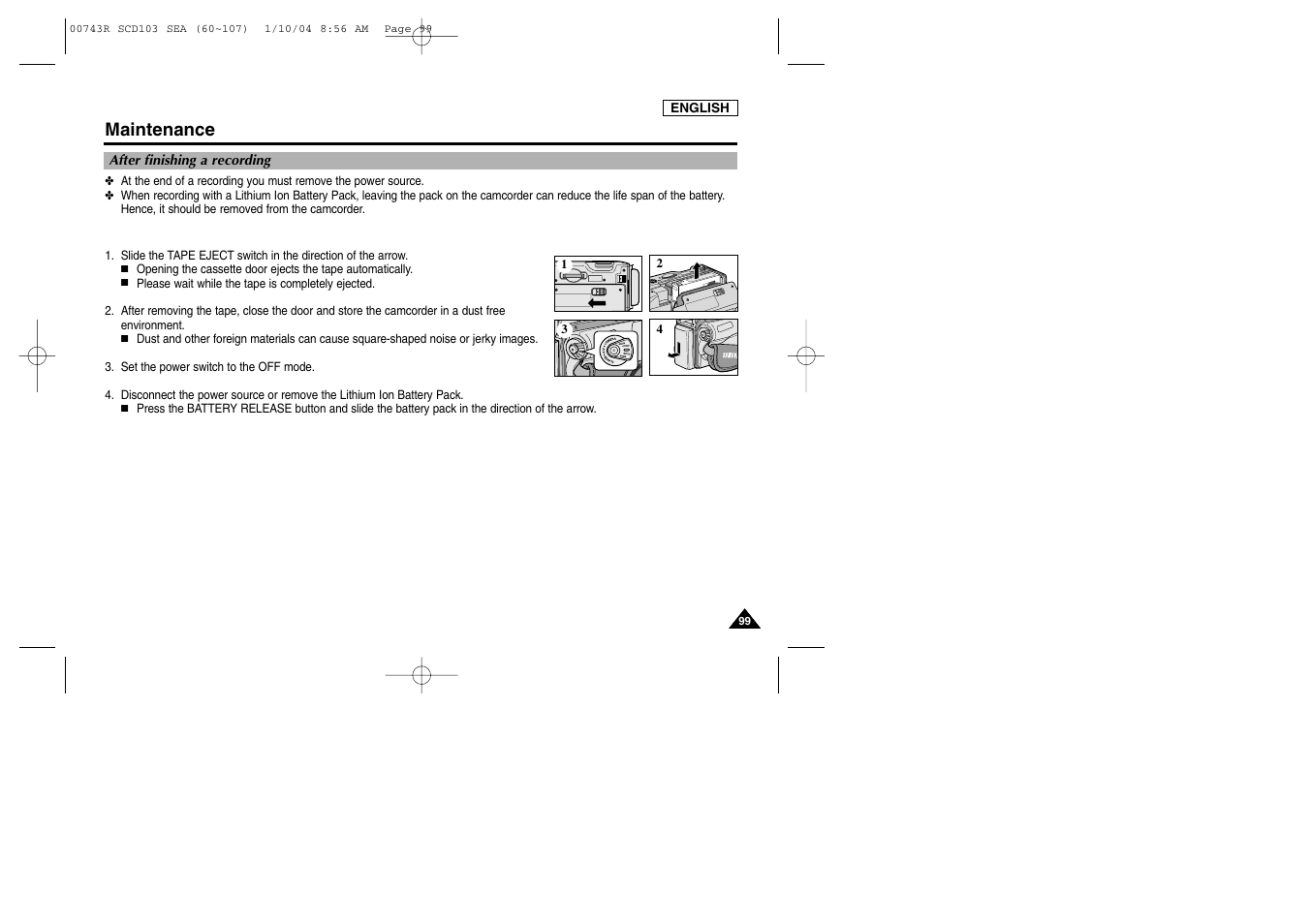 Maintenance | Samsung SC-D103-XAC User Manual | Page 103 / 112