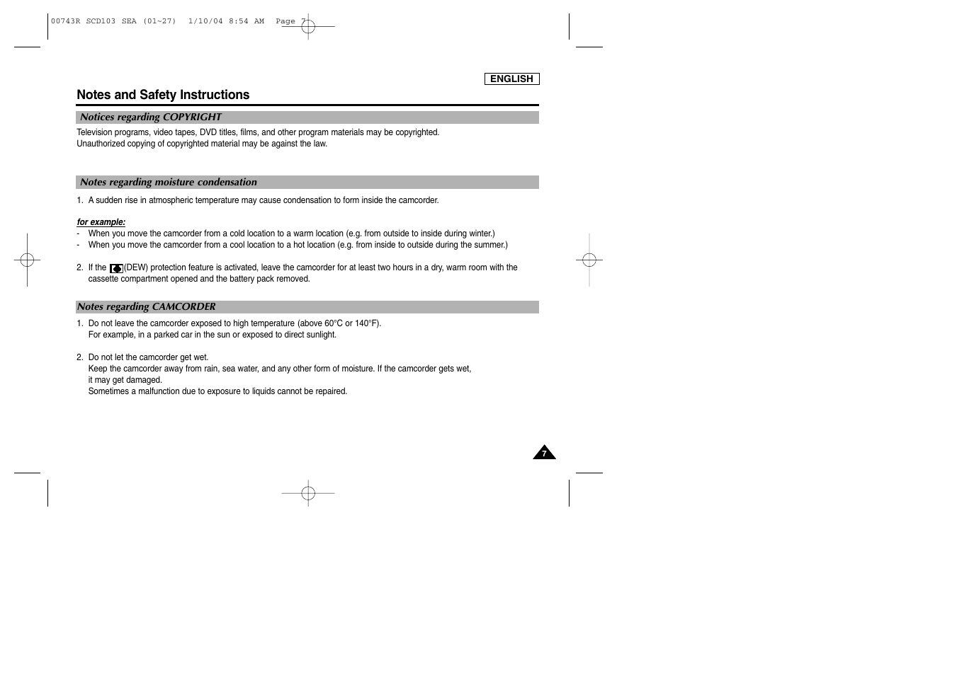 Samsung SC-D103-XAC User Manual | Page 11 / 112