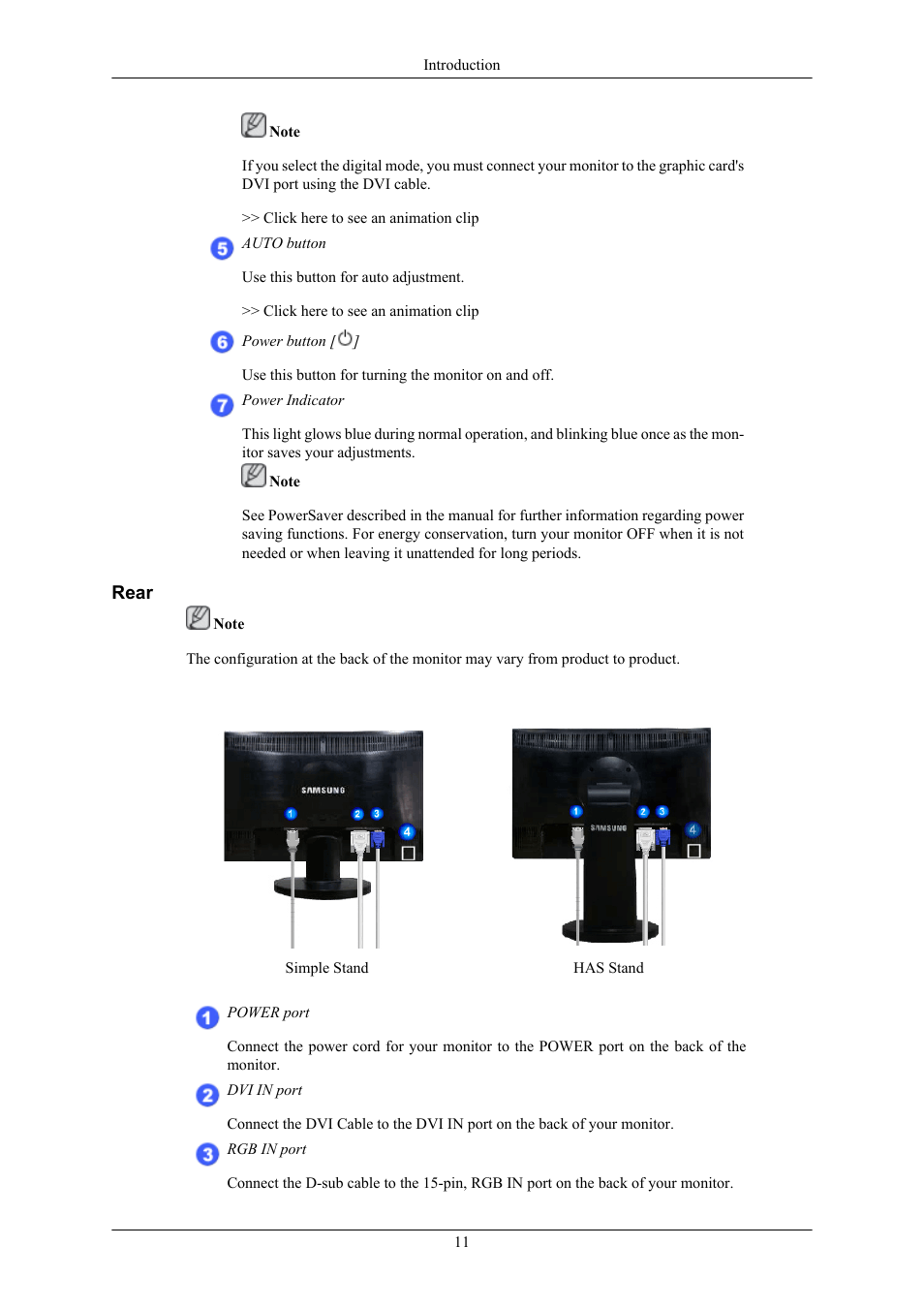 Rear | Samsung LS20MYKRFV-XAA User Manual | Page 12 / 79