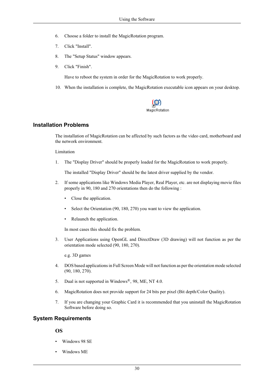 Installation problems, System requirements | Samsung LS20MYKRFV-XAA User Manual | Page 31 / 79