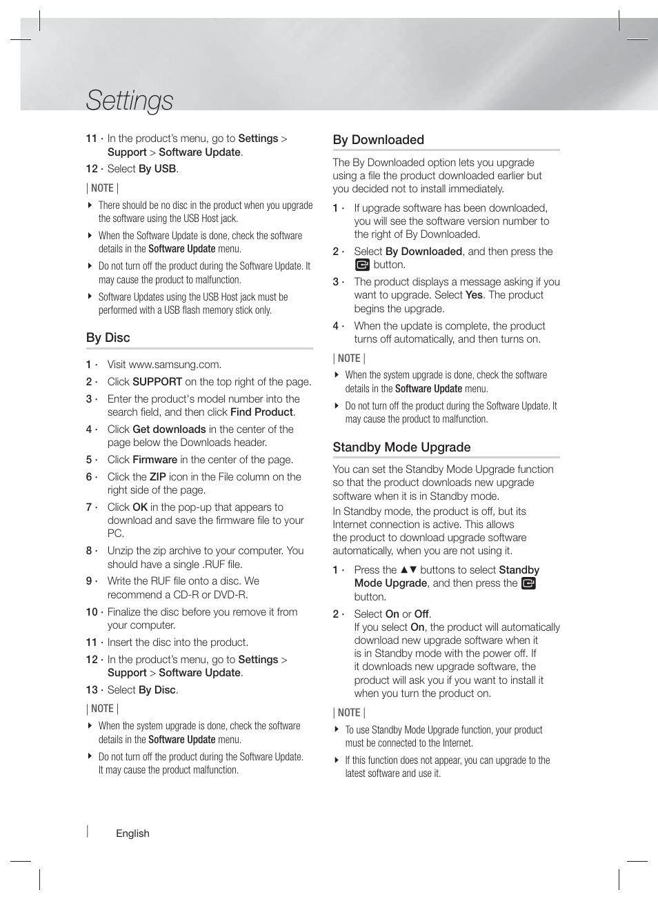 Settings | Samsung HT-E4500-ZA User Manual | Page 32 / 59