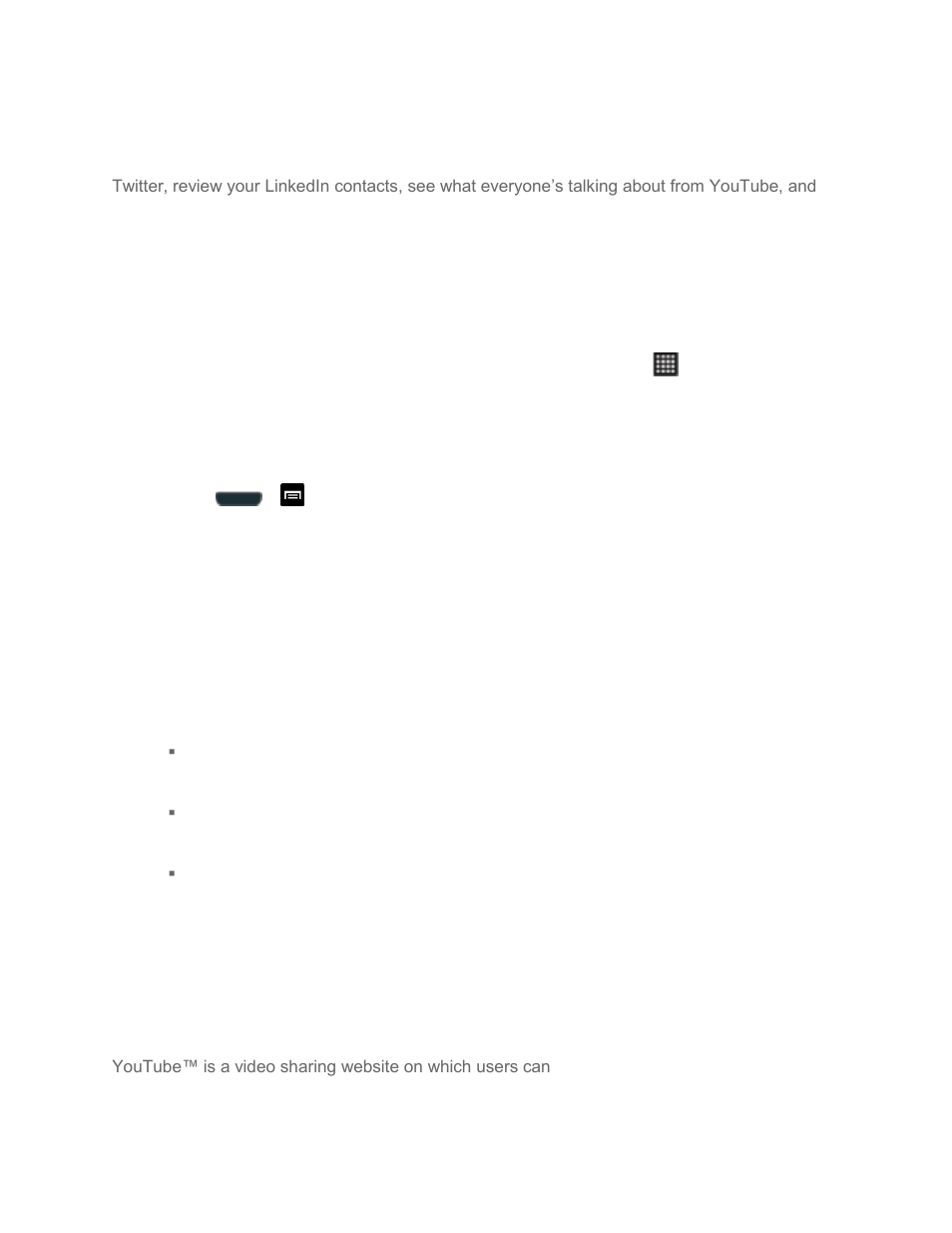 Social networking accounts, Facebook, Youtube | Facebook account | Samsung SPH-L710MBASPR User Manual | Page 145 / 238