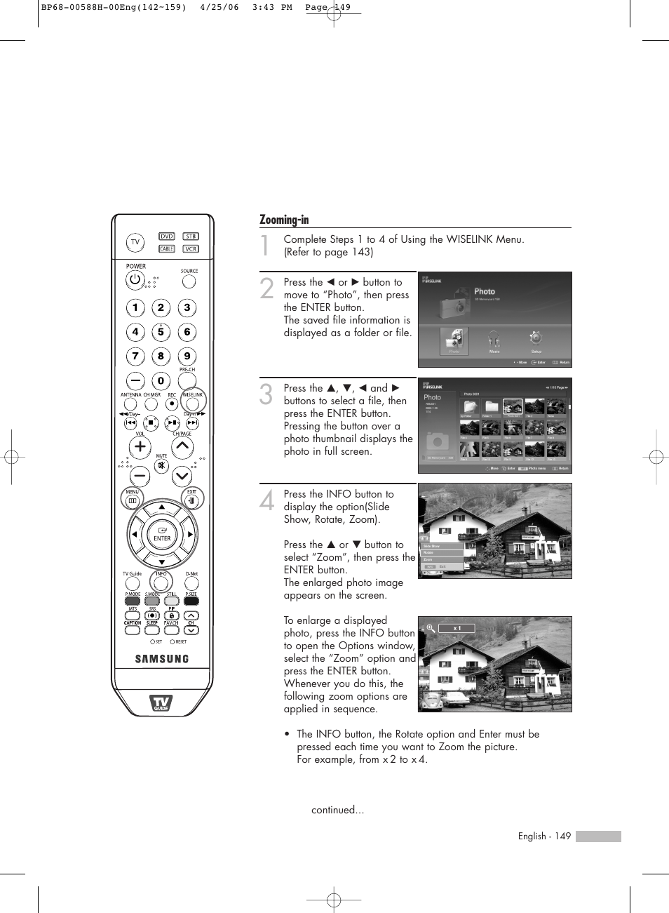 Zooming-in | Samsung HLS6188WX-XAA User Manual | Page 149 / 160