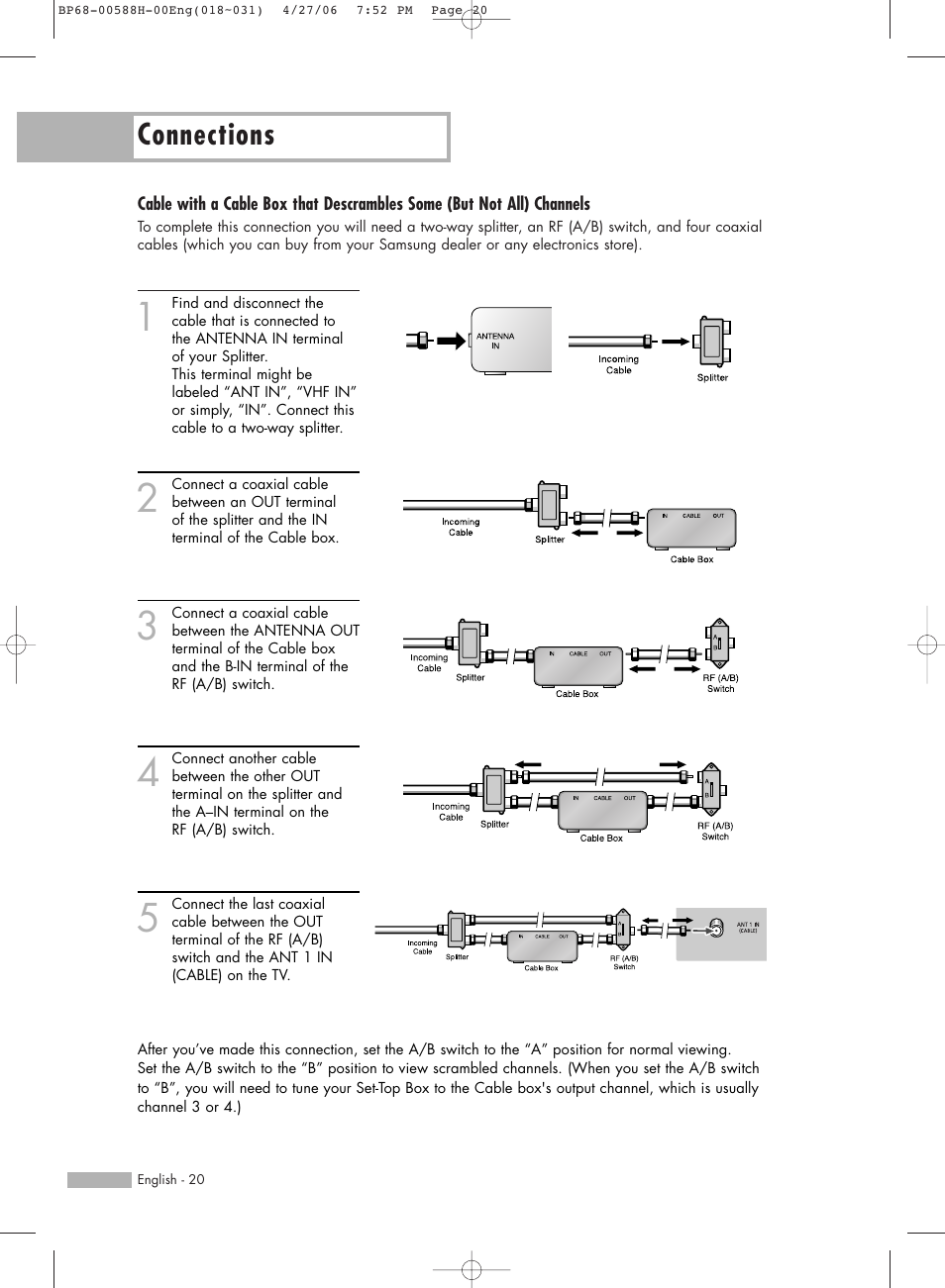 Connections | Samsung HLS6188WX-XAA User Manual | Page 20 / 160