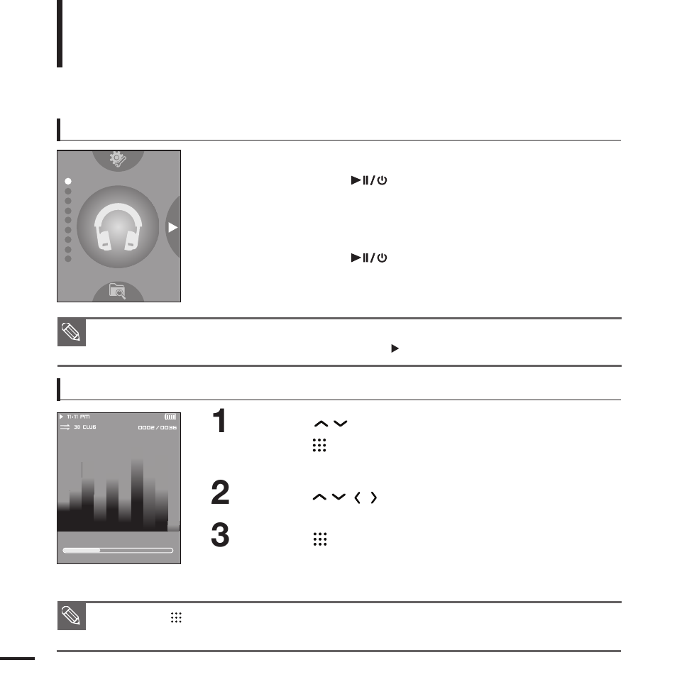 Basic use, Turning the power on & off playing music | Samsung YP-T9JQB-XAA User Manual | Page 12 / 77