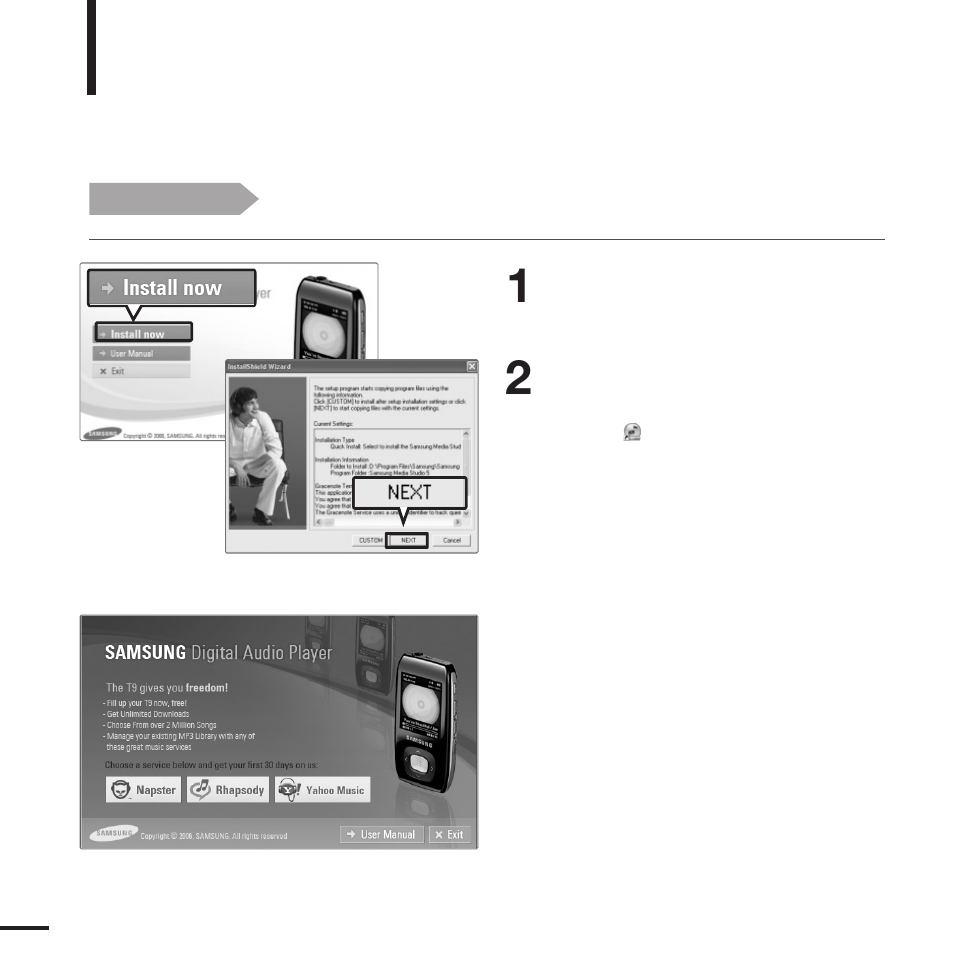 Chapter 2. loading your desired file, Installing samsung media studio | Samsung YP-T9JQB-XAA User Manual | Page 16 / 77