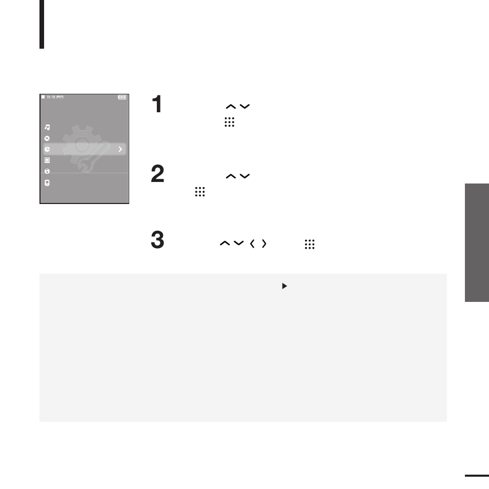 Setting time, Setting record/ setting t ime | Samsung YP-T9JQB-XAA User Manual | Page 61 / 77