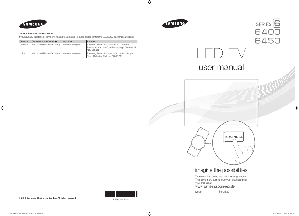 Samsung UN46D6450UFXZA User Manual | 25 pages