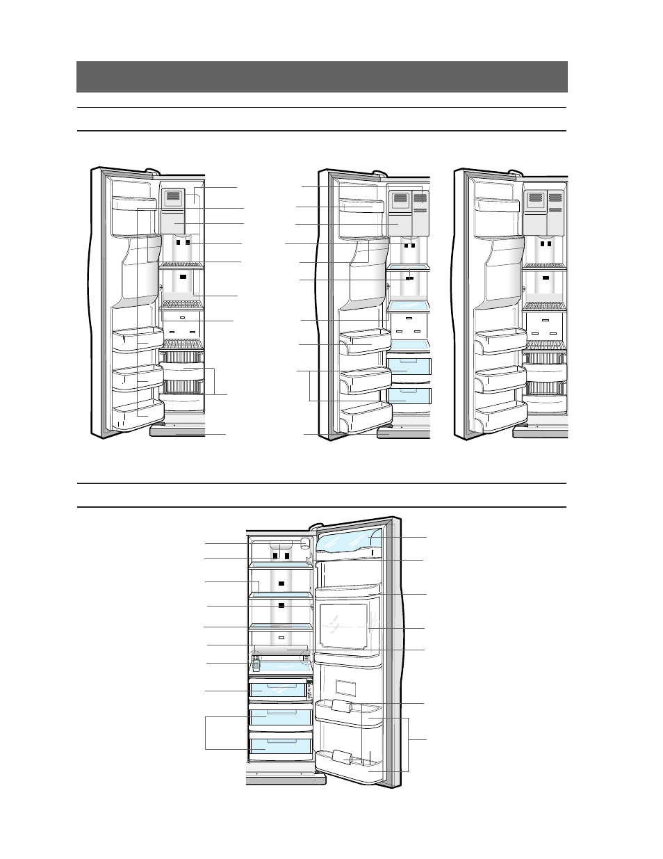 Shelves and bins, Freezer, Refrigerator | Samsung RS2555SW-XAC User Manual | Page 8 / 32